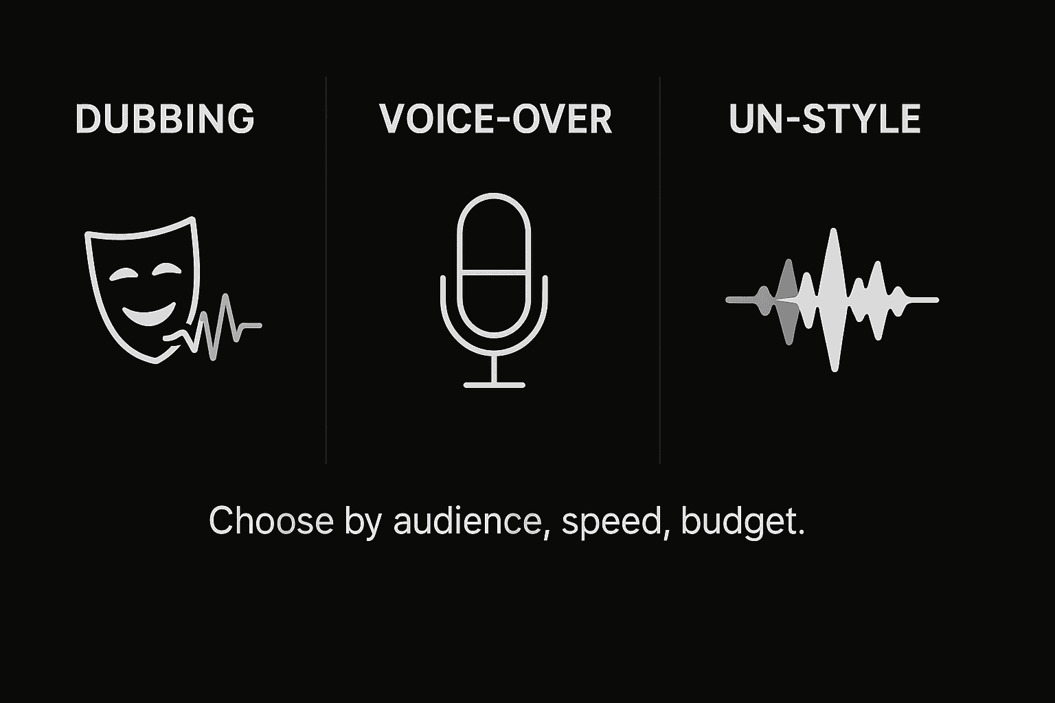 Dubbing vs Voice-Over vs UN-Style: Pick the Right Voice for Your Market